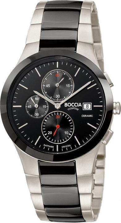 Produktbild Boccia 3748-01 Herrenuhr Chronograph Keramik Titanium 39mm 5ATM (Chronograph, 39 mm)