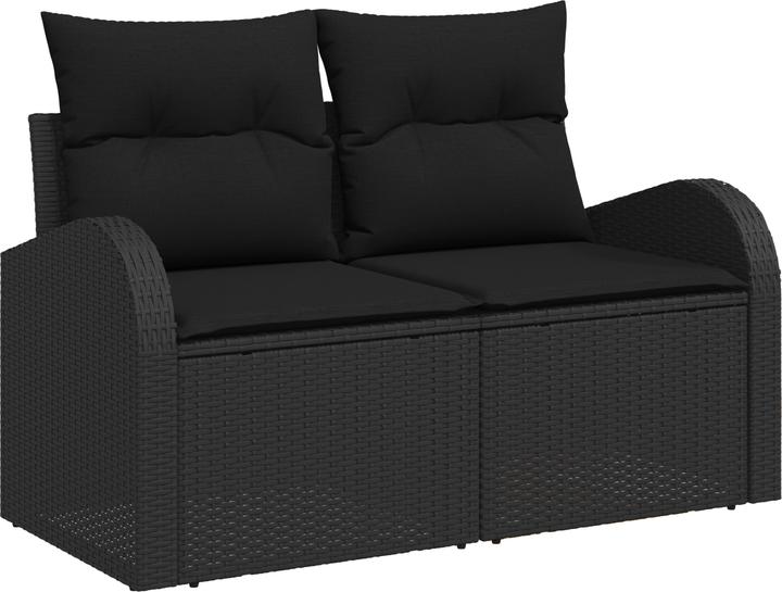 Actual product image VidaXL 9-piece garden sofa set with cushions black poly rattan acacia