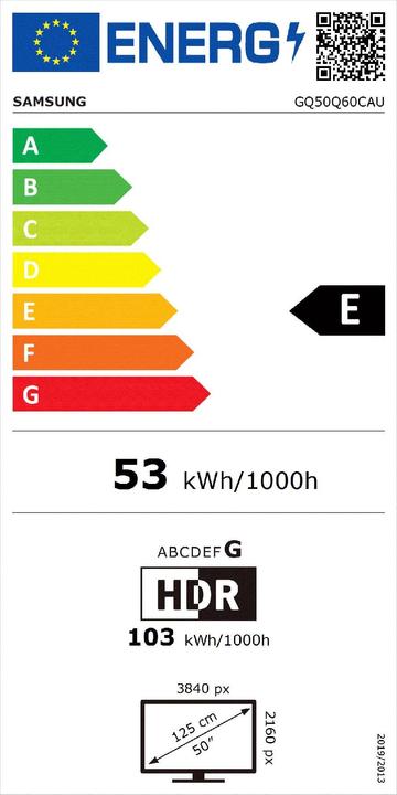 Label énergétique Samsung GQ50Q60CAU (50", Q60C, QLED, 4K, 2023)