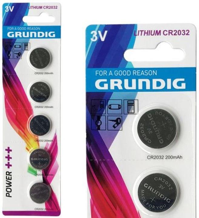 Produktbild Grundig Batterie Knopfzelle CR2032 3V Lithium 5 Stück (5 Stk., CR2032, 200 mAh)