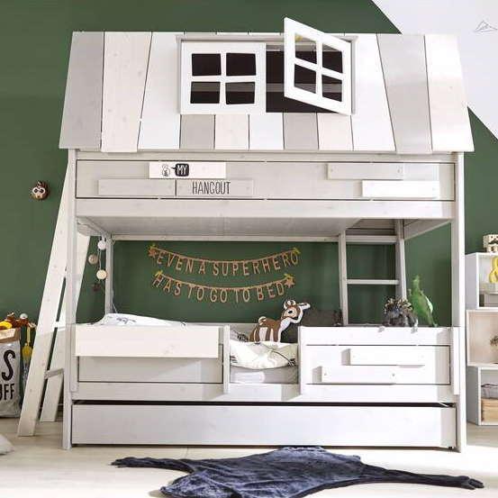 Produktbild Lifetime Kidsrooms HANGOUT 1 Abenteuerbett,, mit Schraegleiter, Roll Lattenrost und Gratismatratze (90 x 200 cm)