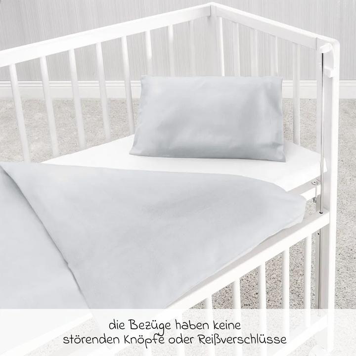 Produktbild Makian Babybettwäsche & Bettsets Bettwäsche 80 x 80 cm - Uni - Grau (80 x 80 cm, 35 x 40 cm)