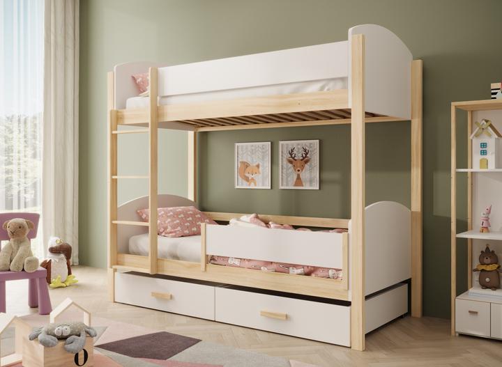 Produktbild ADRK Furniture Kinder-Etagenbett Jori mit Rausfallschutz 180x80 (180 x 80 cm)