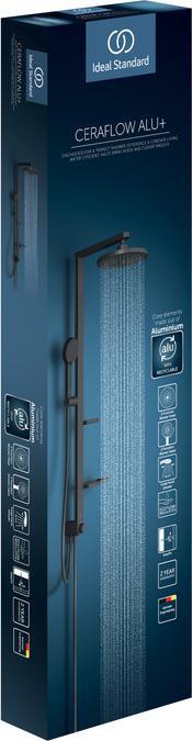 Produktbild Ideal Standard Duschsystem Alu+ ohne Armatur, 2 Ablagen, 2F-Handbrause, 2F-Kopfbrause