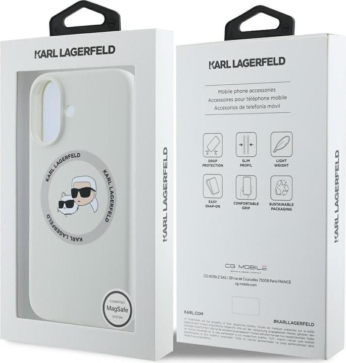 Immagine prodotto Karl Lagerfeld Custodia MagSafe per iPhone 16 in silicone liquido K&CH Heads (Apple iPhone 16)