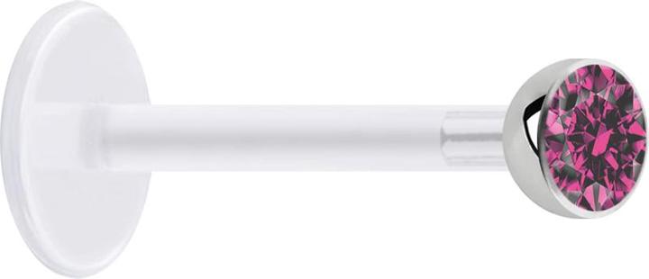 Produktbild Star Piercing Micro Labret transparent mit Kugel und Kristall pink (Chirurgenstahl 316L, ohne Messing, Bioflex)
