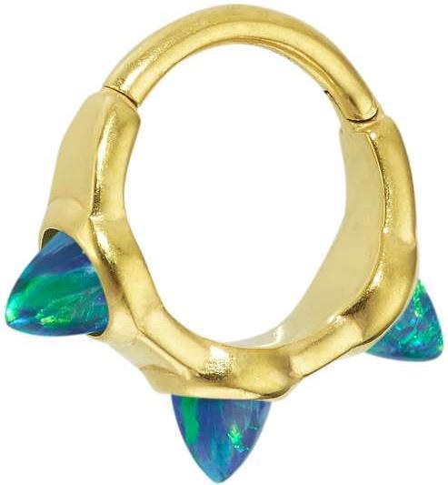 Produktbild Bijouteria Ohrpiercing (Chirurgenstahl 316L, Synthetischer Opal, PVD Beschichtung (goldfarbig))