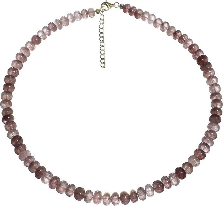 Produktbild Xen Strawberry Quarz - Collier 8-10 mm Rondelle 45 + 5 cm 925 Silber vergoldet (925 Sterling Silber, 45 cm)