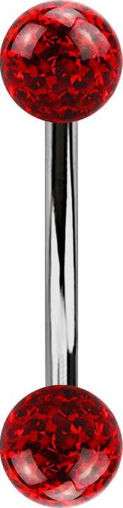 Immagine prodotto Star Piercing Banane silber mit zwei Kristallkugeln rot Epoxy Schutzschicht (senza ottone, Titanio G23)