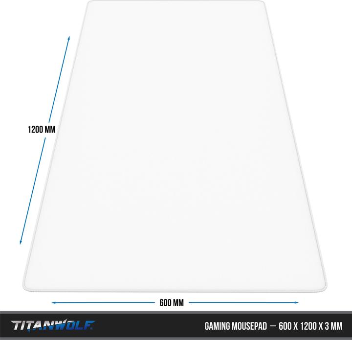 Actual product image Titanwolf Gaming mouse pad, XXXL Speed mouse mat 1200 x 600 mm, speed & precision, white (3XL)