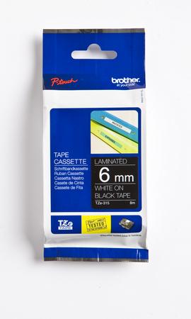 Produktbild Inkadoo Brother TZ315 P-Touch weiss auf schwarz Laminat 6mm x 8m P-Touch (0.60 cm, Weiss)