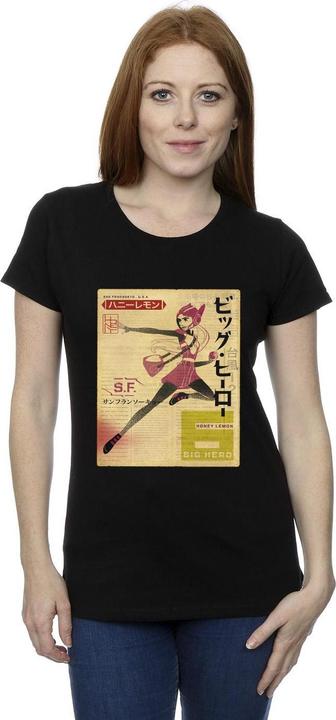 Actual product image Disney Womens/Ladies Big Hero 6 Baymax Honey Lemon Newspaper Cotton T-Shirt (M)
