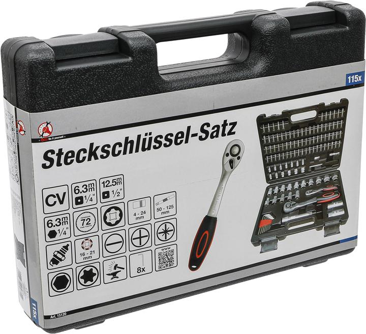 Actual product image BGS Socket Set Super Lock 6.3 mm (1/4") / 12.5 mm (1/2") Drive 115 pcs. (1/4")
