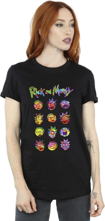 Actual product image Rick And Morty Womens/Ladies Tie Dye Faces Cotton Boyfriend T-Shirt (XL)