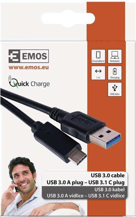 Image du produit Emos USB A — USB C (1 m, USB 3.1)