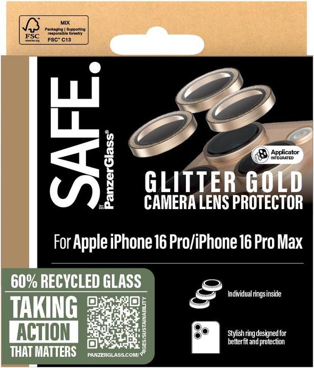 Immagine prodotto PanzerGlass SAFE by PG Cam Oro iPhone 16 6.1/6.7 (1 Pezzo/i, Apple iPhone 16 Pro Max, Apple iPhone 16 Pro)
