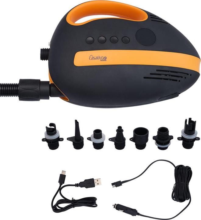 Casativo Luftpumpe mit Akku für SUP-Boards, 350 l/Min, 20 PSI, USB, 12 V