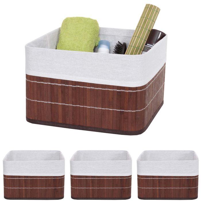 Image du produit Swisshandel24 4x Panier de rangement, Panier Boîte de rangement Boîte de tri Panier d'étagère, bambou brun