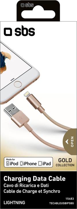 Image du produit SBS Câble de charge et de transfert de données Apple Lightning - Collection Or (1 m, USB 2.0)