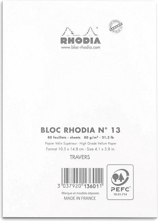 Immagine prodotto Rhodia Blocchi pinzati 80g Basi (A6, Righe)