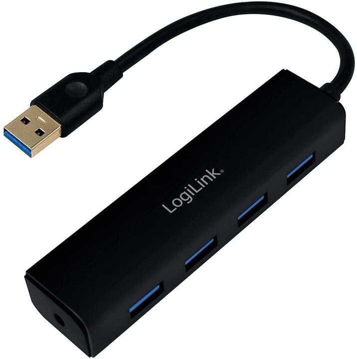 Produktbild LogiLink USB 3.0-Hub 4-Port schwarz Buspowered (USB-A, 4 Ports)