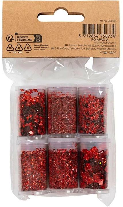 Produktbild Creativ Company Glitzerset Rot, 6 x 5 g