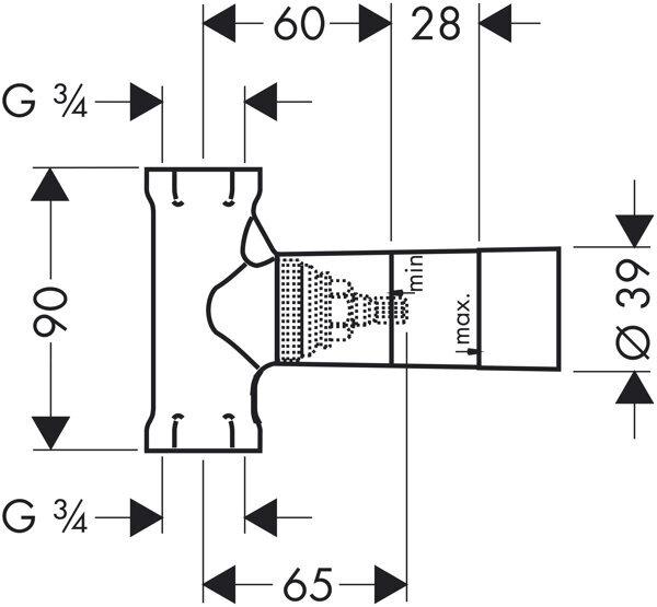 Produktbild Axor Grundkrper Absperrventil UP Spindel DN20 15970180