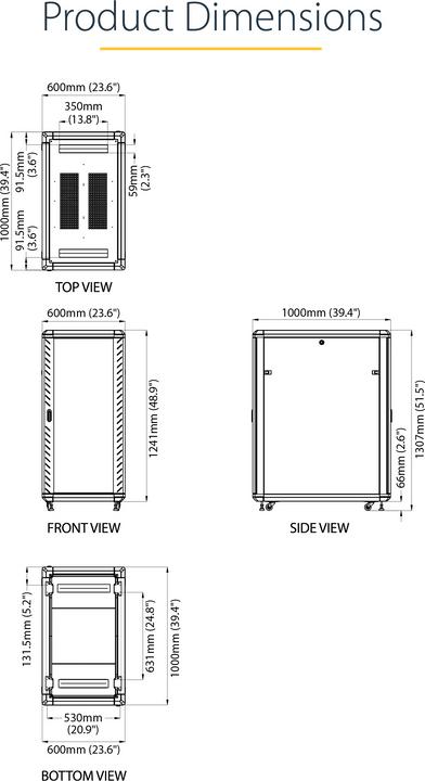 Actual product image StarTech 25U 36IN SERVER RACK CABINET (25 RU, 19 inch rack)