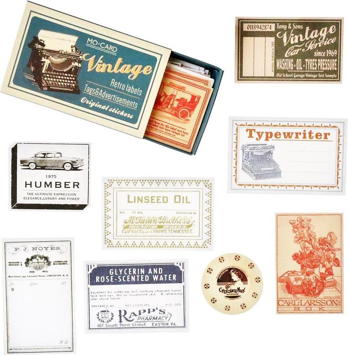 Actual product image JTI 60x sticker labels in box, vintage - No. 2