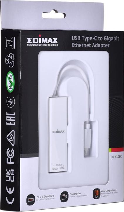 Actual product image edimax USB 3.2 Type C -> Gigabit Ethernet Adapter (USB 3.2, RJ45 (1x))