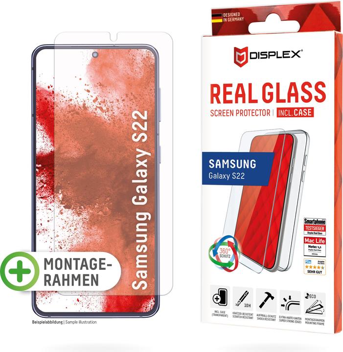 Actual product image Displex Real Glass, 2D Panzerglas + Handyhülle (1 Piece, Samsung Galaxy S22 5G)