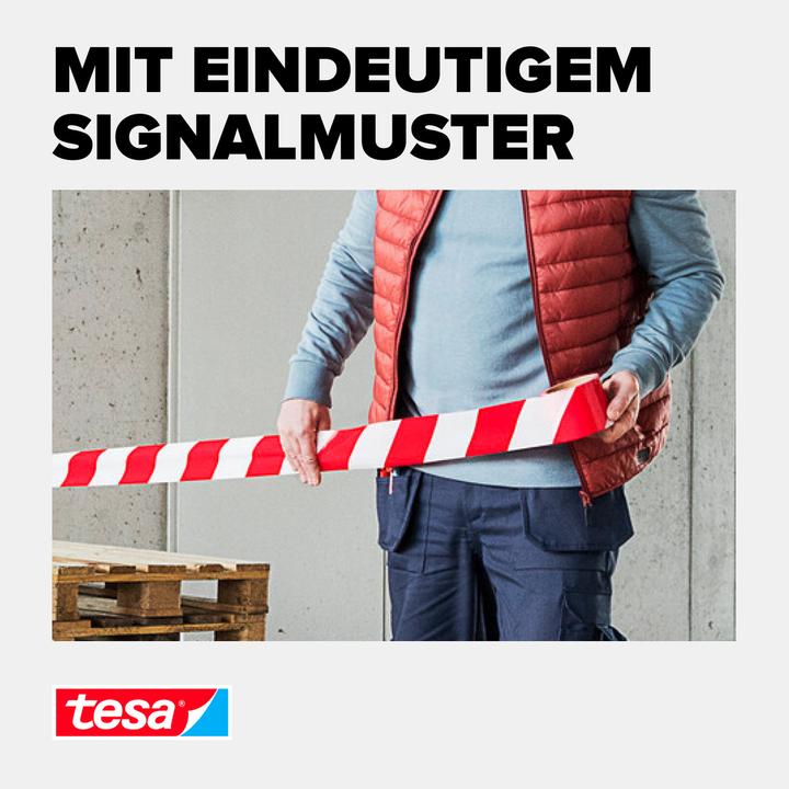 Produktbild tesa Signal Absperrband, nicht klebendes Warnband zur Abgrenzung von Gefahrenbereichen (80 mm)