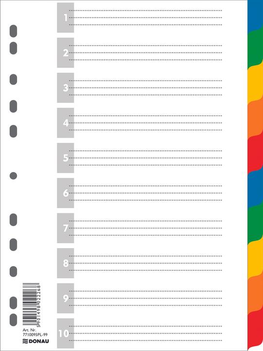Image du produit Donau Intercalaires, pp, a4, 225x297mm, 10+1 feuilles, couleurs assorties