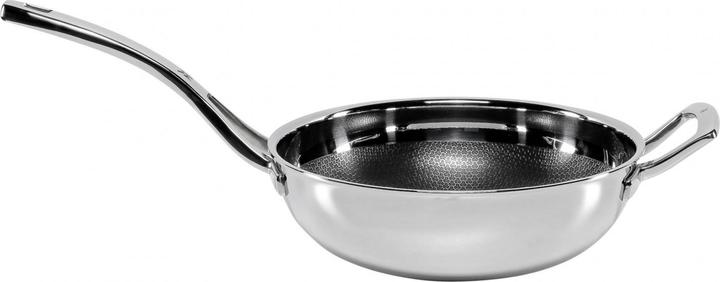 Produktbild WMF Wokpfanne Edelstahlpfanne 28cm Wabenboden Profi Resist Induktion beschichtet (28 cm, Bratpfanne, Edelstahl)