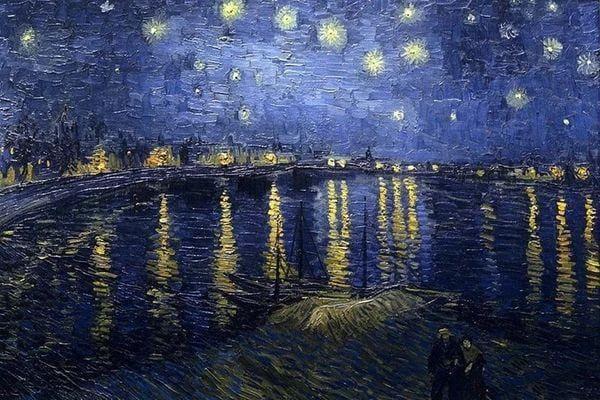 Actual product image Figured'Art Diamond Painting Framed - Van Gogh Starry Night over the Rhone