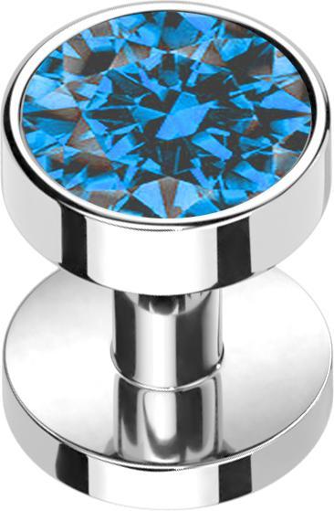 Image du produit Star Piercing Skin Diver argenté avec cristal bleu clair (sans laiton, Titane G23)