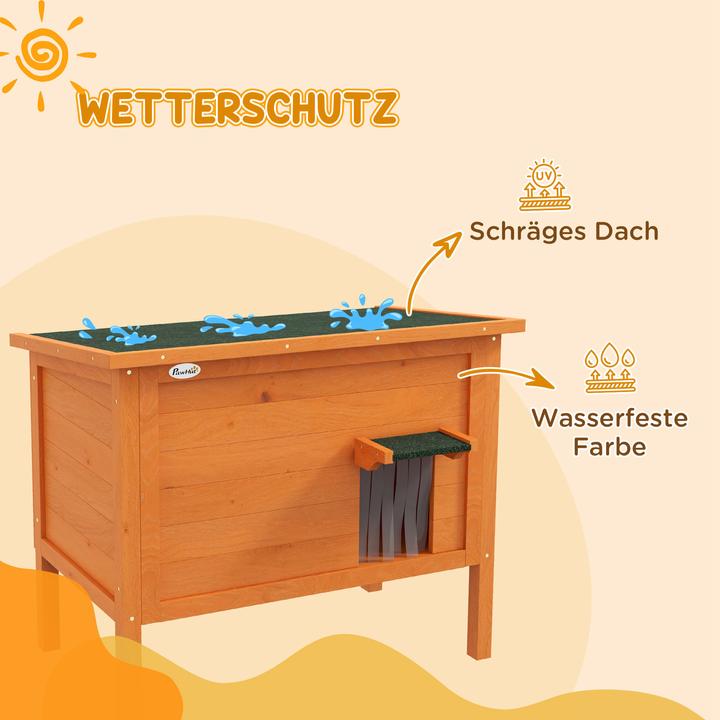 Produktbild PawHut Katzenhütte mit Dach und Katzenklappe (Manuelle Katzenklappe)