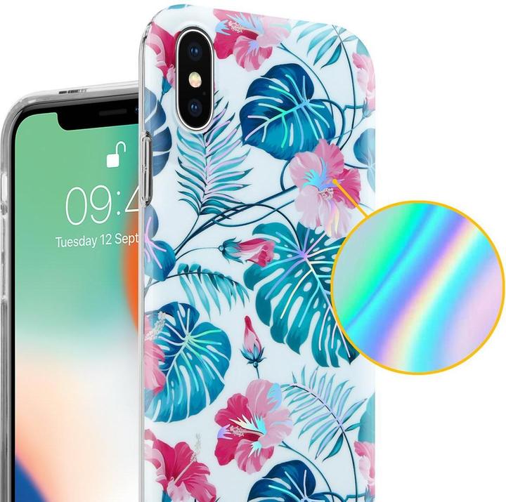 Image du produit Cadorabo Couverture IMD TPU Fleurs & Feuilles colorées (Apple iPhone X)
