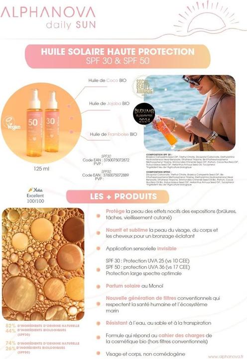 Produktbild Alphanova daily SUN Sonnenöl sun GLOW LSF50 Spr 50 ml (Sonnenöl, SPF 50, 50 ml)