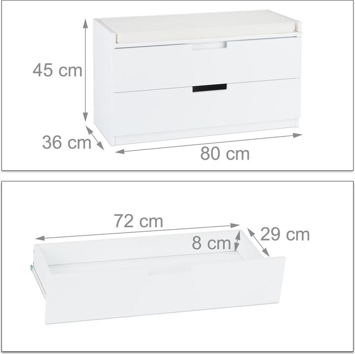 Actual product image Relaxdays Storage Bench With 2 Drawers (80 cm)