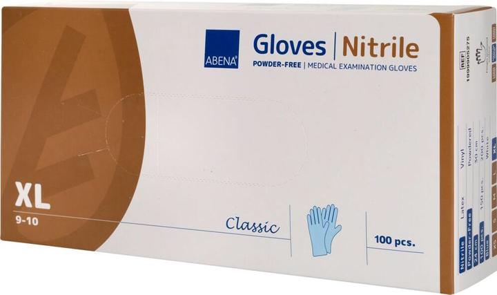 Produktbild Abena Classic Nitrilhandschuhe XL 240mm puderfrei unsteril blau 100 Stk (XL)