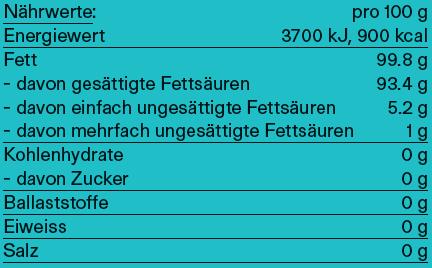 Nährwerte und Zutaten vegalife Kokosnuss Öl Öl (500 ml)