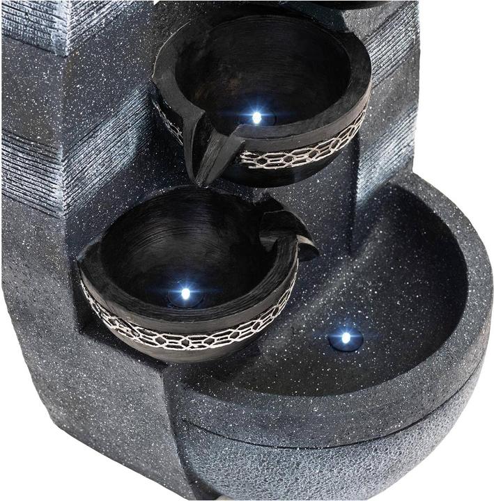 Produktbild Uniprodo Gartenbrunnen 5 Schalen auf Mauerensemble LED-Beleuchtung 12 W Wasserspiel