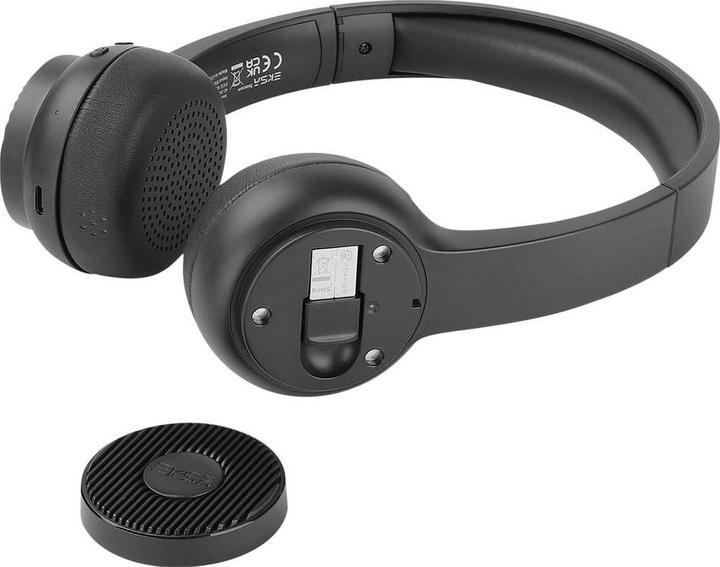 Produktbild Eksa H16 Computer On Ear Headset Bluetooth® Schwarz Noise Cancelling, Mikrofon (Kabellos, USB-A)