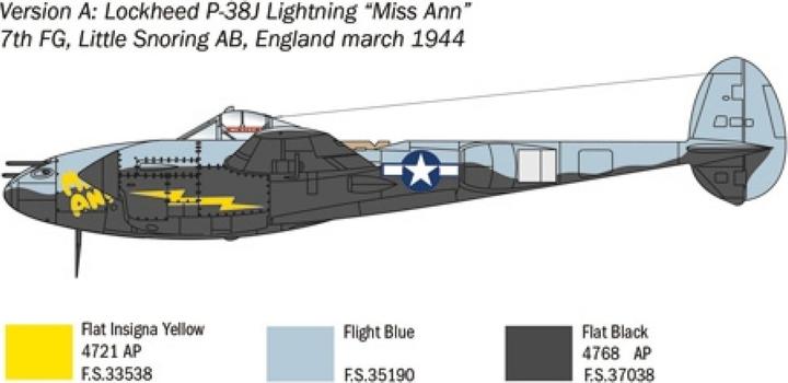 Actual product image Italeri 1:72 US P-38J Lightning