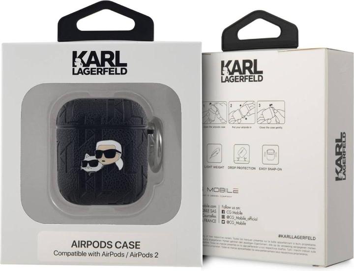 Actual product image Karl Lagerfeld KLA2PGKCPK AirPods 1/2 cover czarny/black Monogram Karl & Choupette Head (Headphone sleeve)