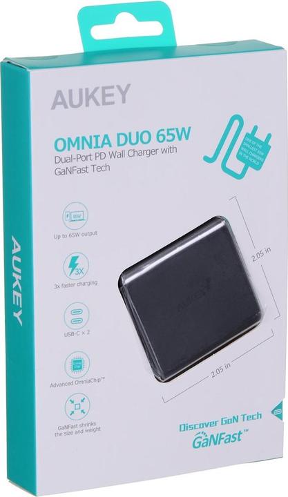 Actual product image Aukey Omnia PA-B4 GaN Charger (65 W)