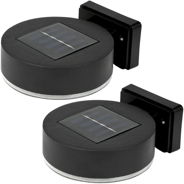 Produktbild ProPlus 2er-Set Solar-Wandleuchte, rund, schwarz (IP44)