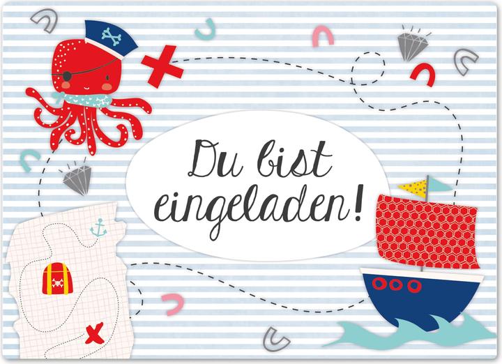 Immagine prodotto Papierdrachen 12 Biglietti d'invito di compleanno - Pirata (12 pz.)