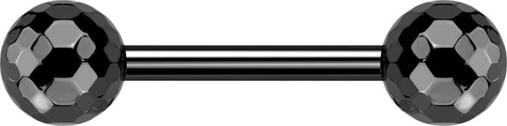 Star Piercing Threadless Barbell schwarz mit zwei Discokugeln schwarz (ohne Messing, Titan G23)